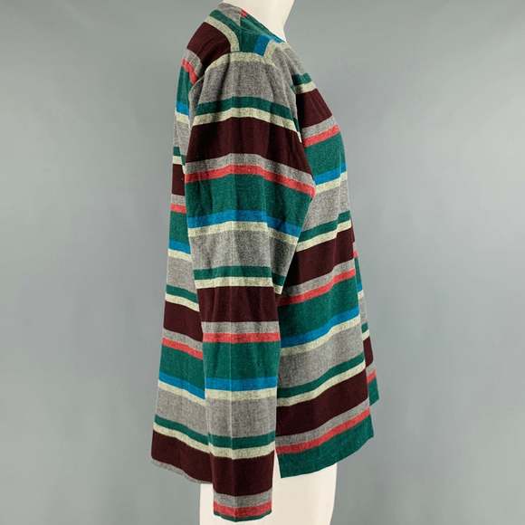 CLOT APPAREL Multi-Color Stripe Cotton Pullover Long Sleeve Shirt - Picture 2 of 6